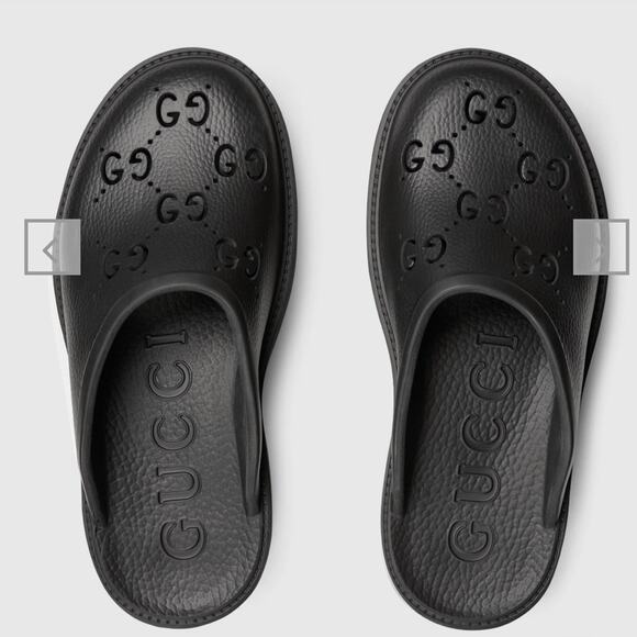 Gucci Platform Perforated GG Sandal Lug Sole Rubber Slides Closed Toe Black - Picture 3 of 16